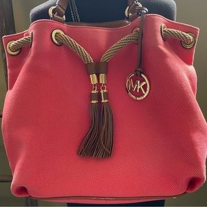 Michael Kors large canvas drawstring tote